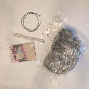 NIP Old Lady Costume Wig and Accessories